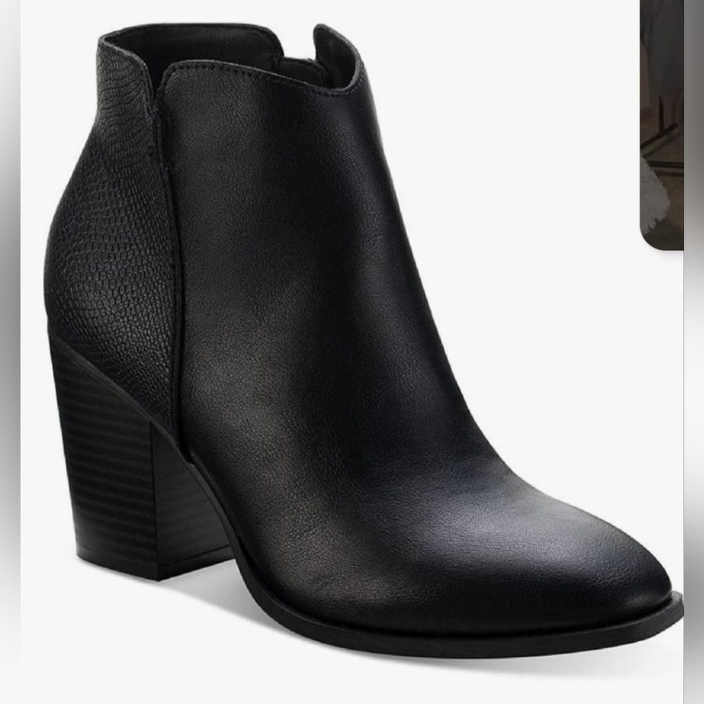 Sun + Stone Brand Black Faux Leather Ankle Boots Size 10 NEW - Picture 4 of 5